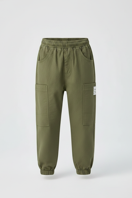 Pantalon Parachute Kaki Coton Ample Cargo Garçon - vue 3