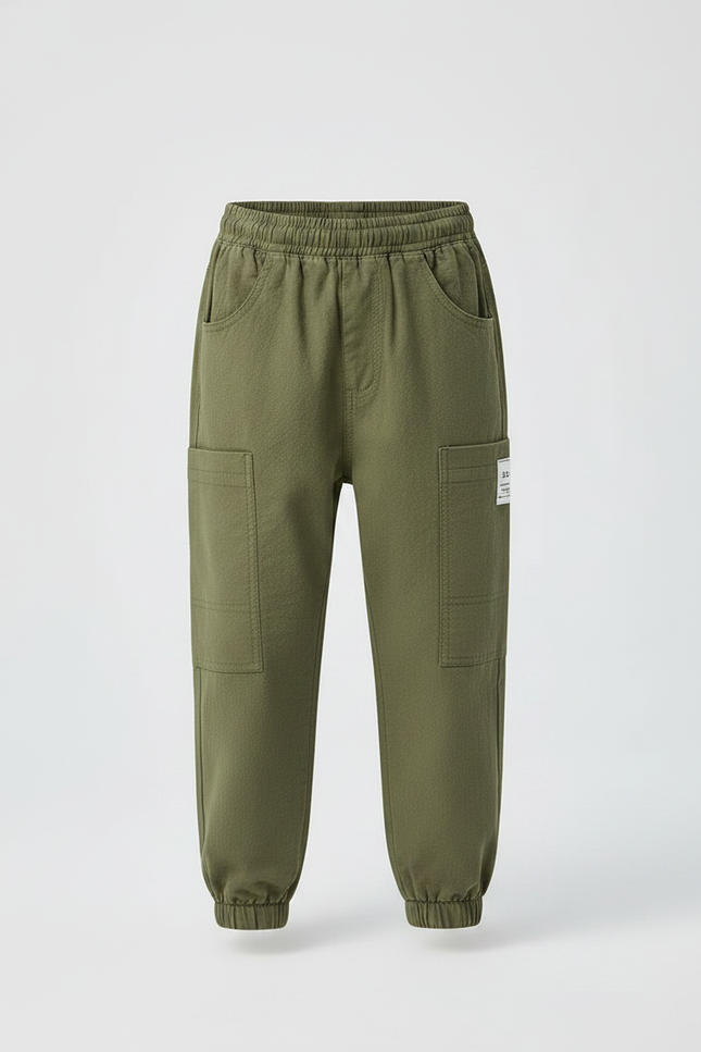 Pantalon Parachute Kaki Coton Ample Cargo Garçon - vue 3