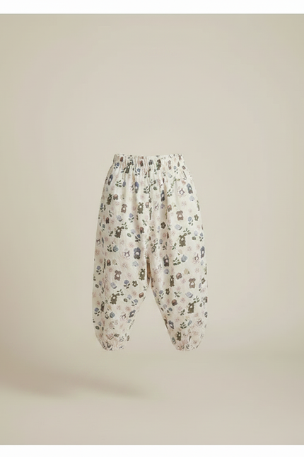 Pantalon Parachute Imprimé Fleuri Ours Ample Coton Enfant - vue 3