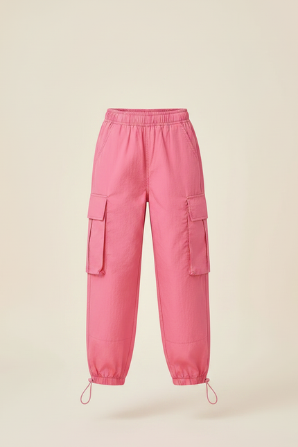 Pantalon Parachute Rose Cargo Ample Enfant - Polyester - vue 3