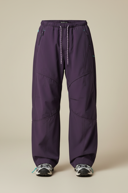 Pantalon Parachute Violet Ample Décontracté Cordon Sport Homme - Polyester - vue 3