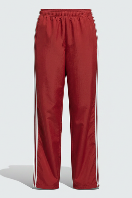 Pantalon Parachute Rouge Ample Sport Rayures Latérales - Polyester - vue 3