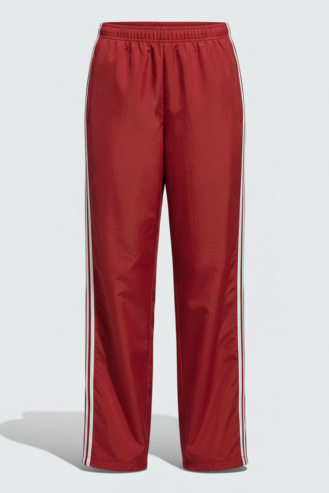 Pantalon Parachute Rouge Ample Sport Rayures Latérales - Polyester - vue 3