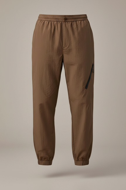 Pantalon Parachute Marron Ample Décontracté Zippé Homme - Polyester - vue 3