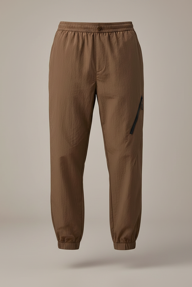 Pantalon Parachute Marron Ample Décontracté Zippé Homme - Polyester - vue 3