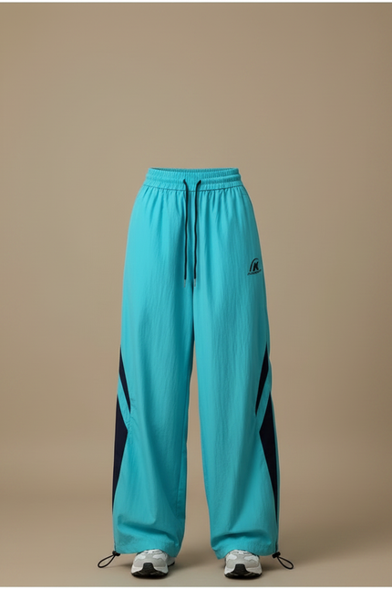 Pantalon Parachute Bleu Ample Décontracté Femme Sport - Polyester - vue 3