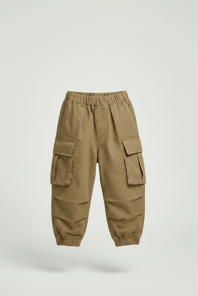 Pantalon Parachute Kaki Ample Cargo Garçon - Toile - vue 3