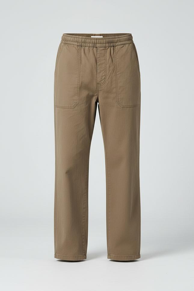 Pantalon Parachute Marron Ample Décontracté Homme Coton - Kaki Toile - vue 3