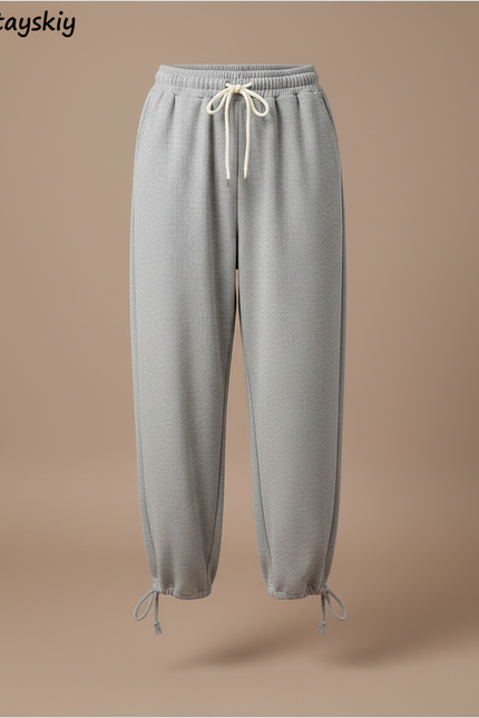 Pantalon Parachute Gris Ample Cordon Décontracté Confortable - Molleton - vue 3