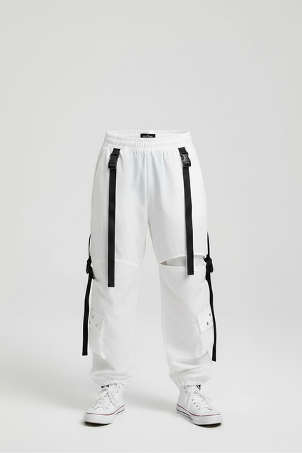 Pantalon Parachute Garçon Blanc Resserré Aux Chevilles - Polyester - vue 3
