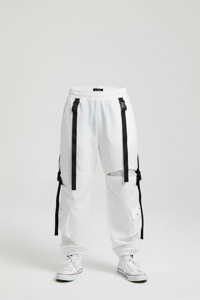 Pantalon Parachute Garçon Blanc Resserré Aux Chevilles - Polyester - vue 3