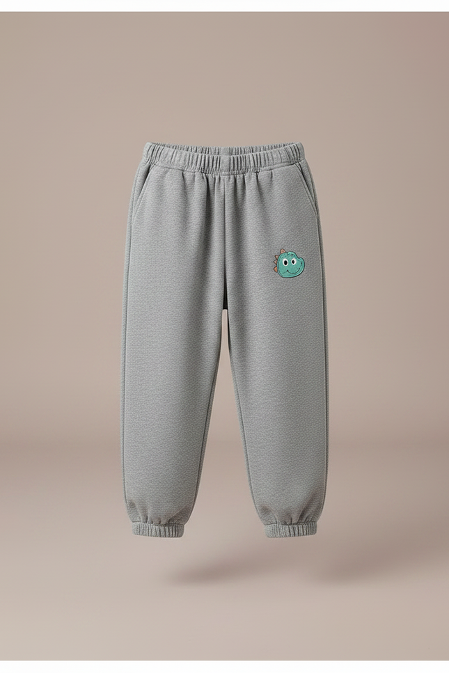 Pantalon Parachute Gris Molletonné Brodé Décontracté Enfant - vue 3