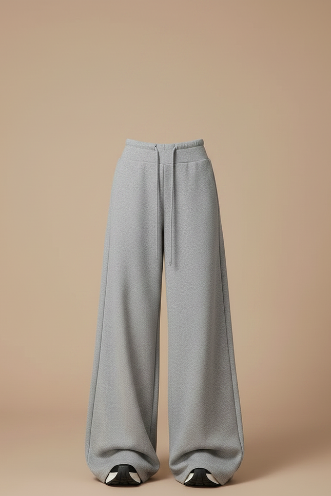 Pantalon Parachute Gris Ample Cordon Décontracté Molletonné - vue 3