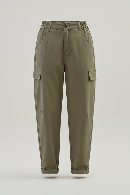 Pantalon Parachute Kaki Cargo Ample Femme Décontracté - Toile - vue 3