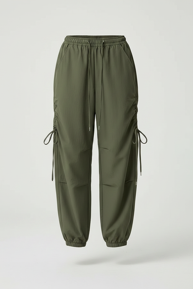 Pantalon Parachute Kaki Ample Cordon Sport Femme - Polyester - vue 3