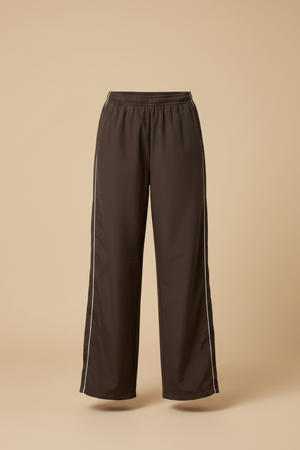 Pantalon Parachute Marron Ample Fluide Sportif Femme - Polyester - vue 3
