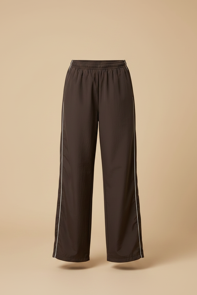 Pantalon Parachute Marron Ample Fluide Sportif Femme - Polyester - vue 3