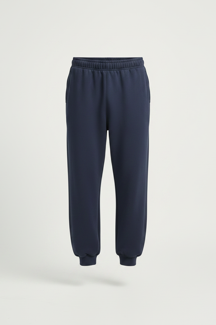 Pantalon Parachute Bleu Marine Molletonné Ample Homme - vue 3