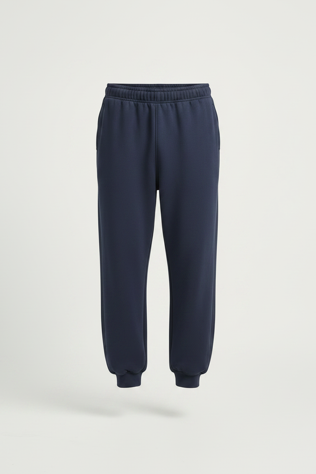 Pantalon Parachute Bleu Marine Molletonné Ample Homme - vue 3