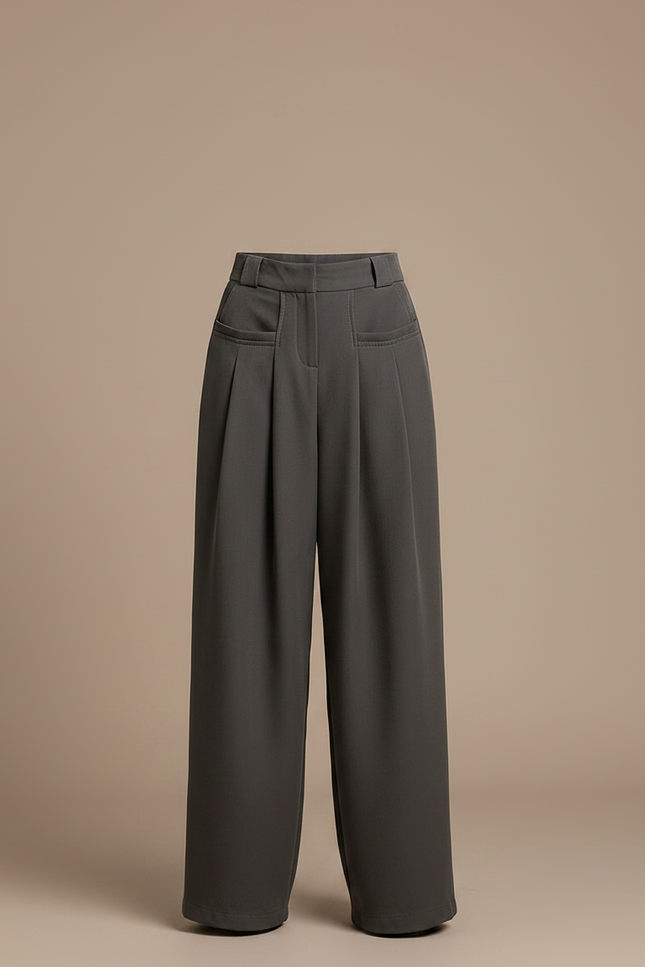 Pantalon Parachute Gris Ample Taille Haute Décontracté Femme - Polyester - vue 3