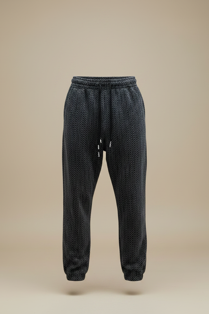 Pantalon Parachute Gris Chevron Ample Décontracté Homme - Tweed - vue 3