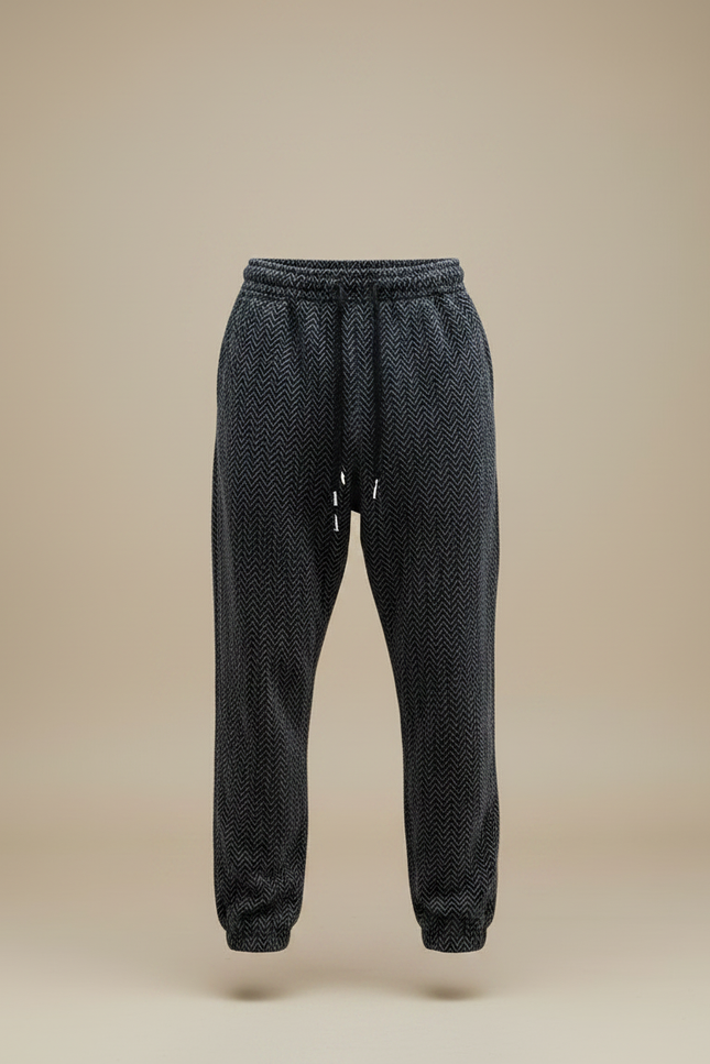 Pantalon Parachute Gris Chevron Ample Décontracté Homme - Tweed - vue 3