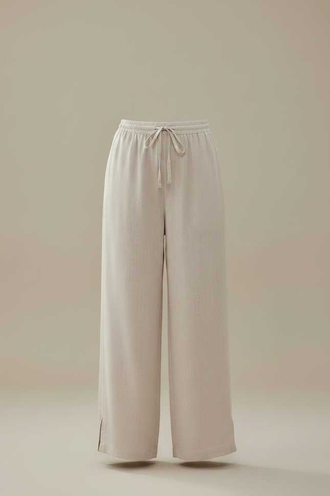 Pantalon Parachute Femme Beige Baggy Léger - Lin - vue 3