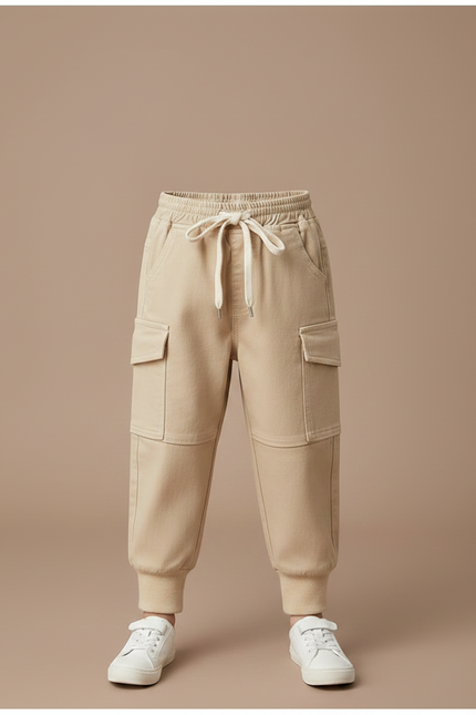 Pantalon Parachute Beige Cargo Ample Coton Garçon Décontracté - vue 3