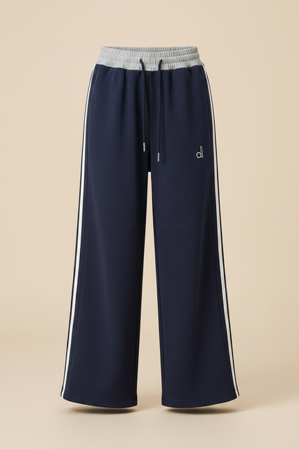 Pantalon Parachute Bleu Marine Ample Rayures Blanches Sport - Molleton - vue 3