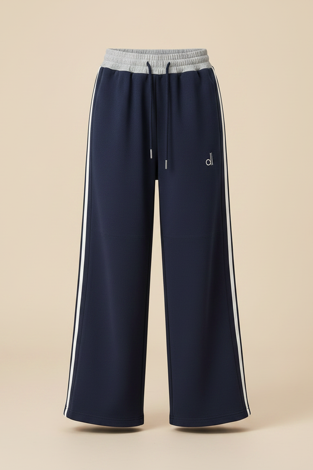 Pantalon Parachute Bleu Marine Ample Rayures Blanches Sport - Molleton - vue 3