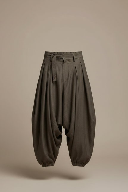 Pantalon Parachute Garçon Kaki Resserré Aux Chevilles - Lin - vue 3