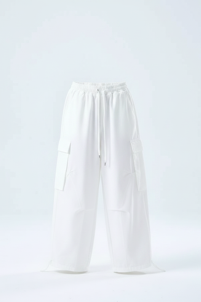 Pantalon Parachute Blanc Ample Cargo Enfant - Polyester - vue 3