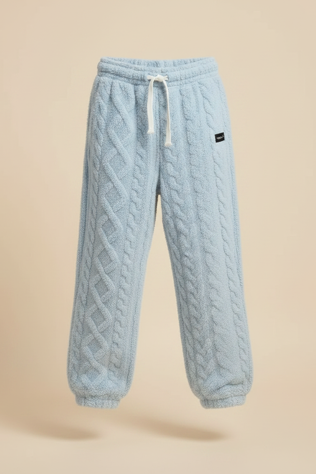 Pantalon Parachute Bleu Ciel Molleton Tricoté Ample Enfant - vue 3
