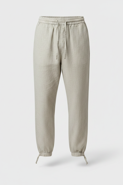 Pantalon Parachute Lin Coton Ample Décontracté Homme - Gris - vue 3
