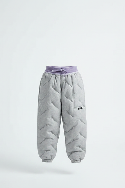 Pantalon Parachute Gris Matelassé Enfant Confortable Hiver - Molleton - vue 3