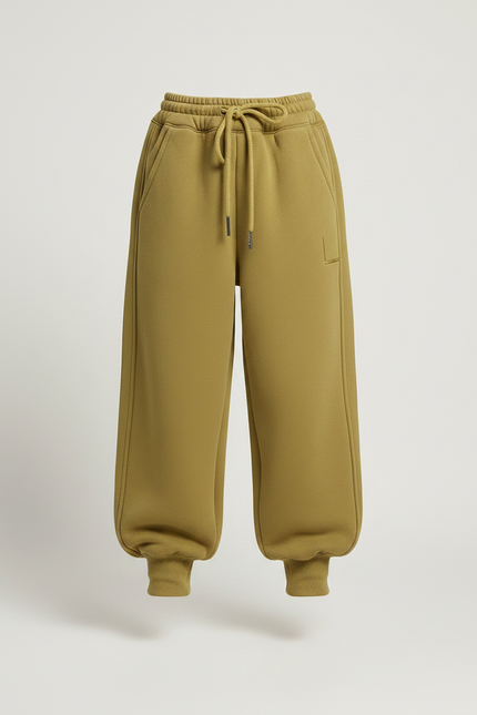 Pantalon Parachute Kaki Ample Molletonné Élastique Fille - vue 3