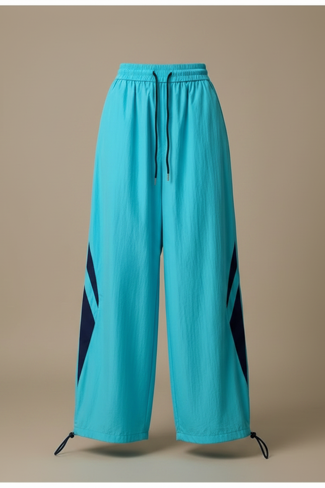 Pantalon Parachute Bleu Ample Sport Décontracté Femme - Polyester - vue 3