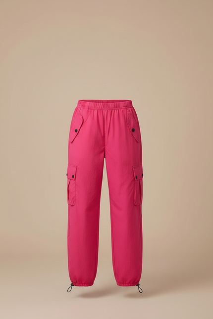 Pantalon Parachute Rose Vif Cargo Ample Confortable Femme - Polyester - vue 3