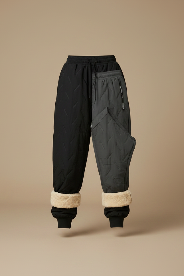 Pantalon Parachute Bicolore Matelassé Doublé Sherpa Femme - Multicolore Polyester - vue 3