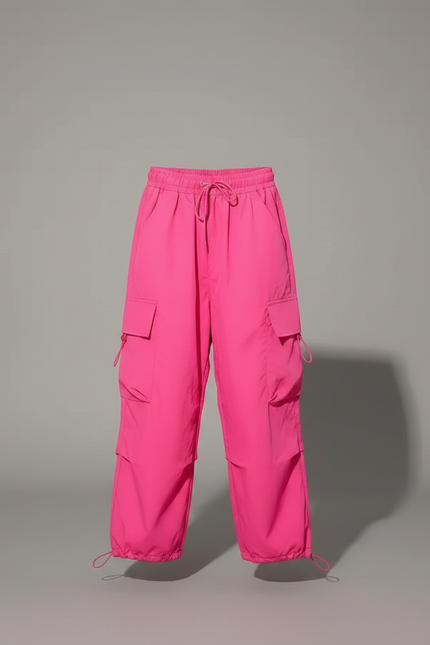 Pantalon Parachute Rose Cargo Ample Enfant Fille - Polyester - vue 3
