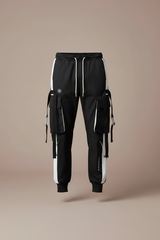Pantalon Parachute Homme Noir Resserré Aux Chevilles - Polyester - vue 3