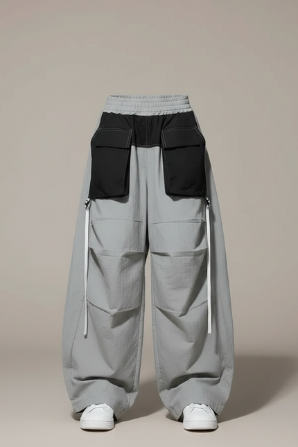 Pantalon Parachute Gris Ample Cargo Enfants Danse - Polyester - vue 3