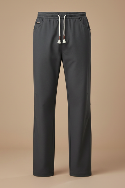 Pantalon Parachute Gris Coton Ample Décontracté Cordon - vue 3