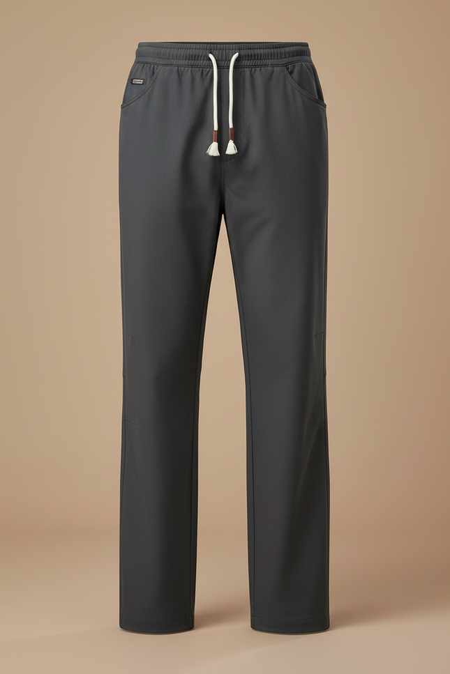 Pantalon Parachute Gris Coton Ample Décontracté Cordon - vue 3