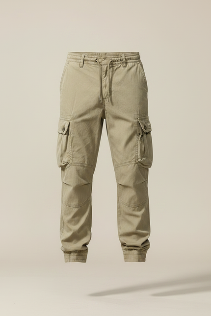 Pantalon Parachute Cargo Ample Coton Beige Homme - vue 3
