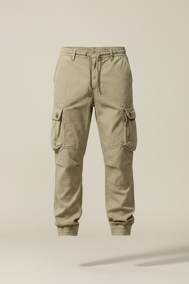 Pantalon Parachute Cargo Ample Coton Beige Homme - vue 3