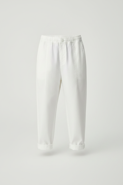 Pantalon Parachute Blanc Coton Ample Garçon Décontracté - vue 3