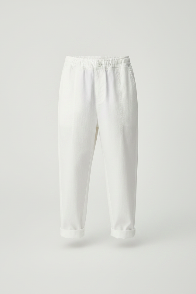 Pantalon Parachute Blanc Coton Ample Garçon Décontracté - vue 3