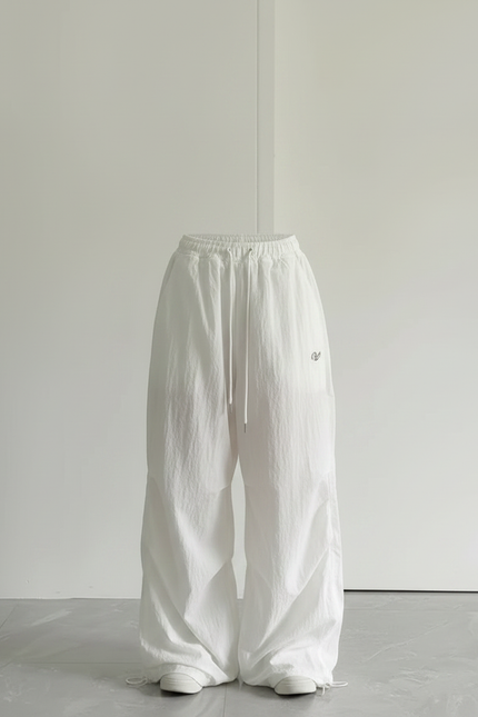 Pantalon Parachute Blanc Ample Cargo Fluide Décontracté - Polyester - vue 3