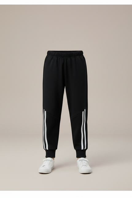 Pantalon Parachute Sportif Rayures Blanches Garçon Hiver - Gris Molleton - vue 3